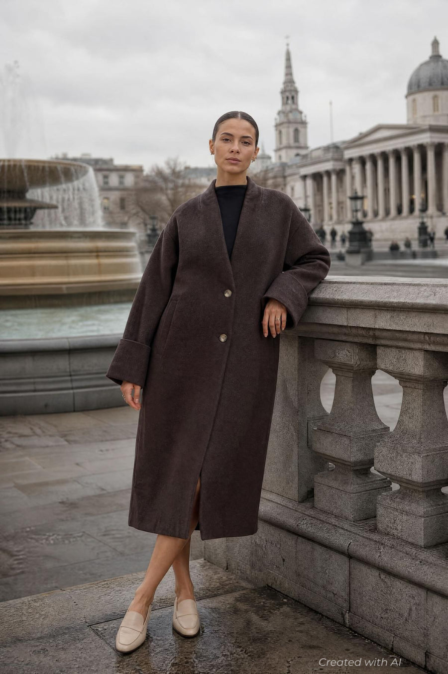 Oversized Coat - Brown - Coat