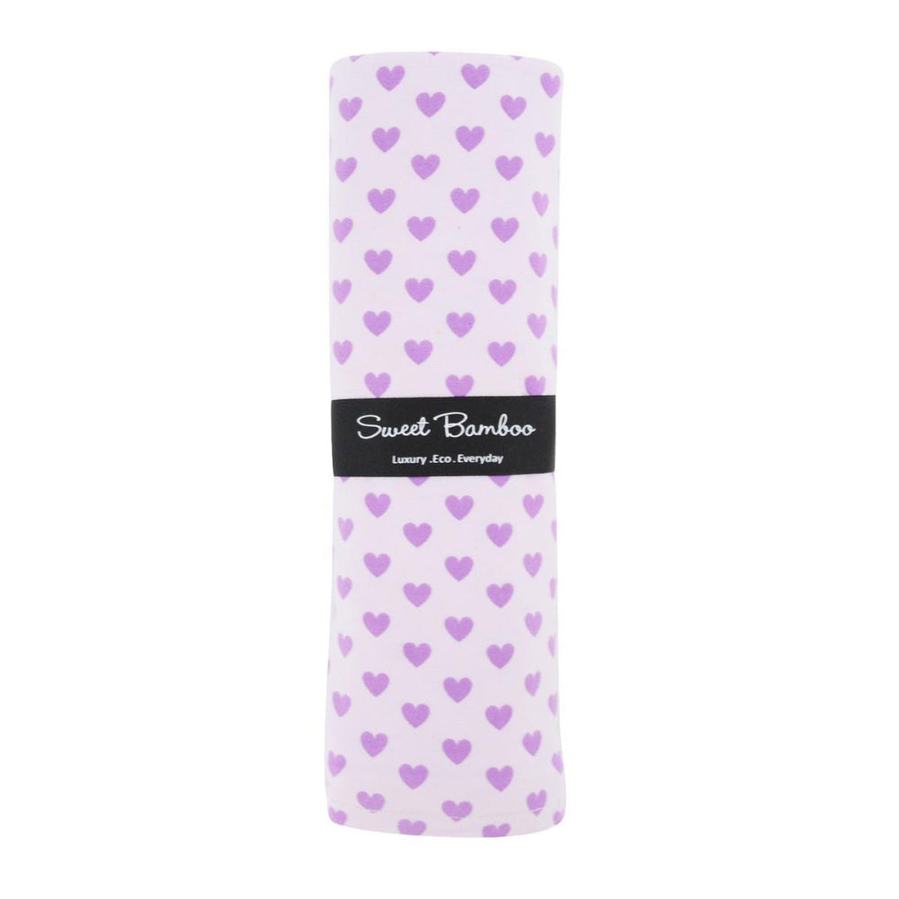 Oversized Swaddle - Purple Hearts - OS - Blanket