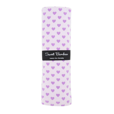 Oversized Swaddle - Purple Hearts - OS - Blanket