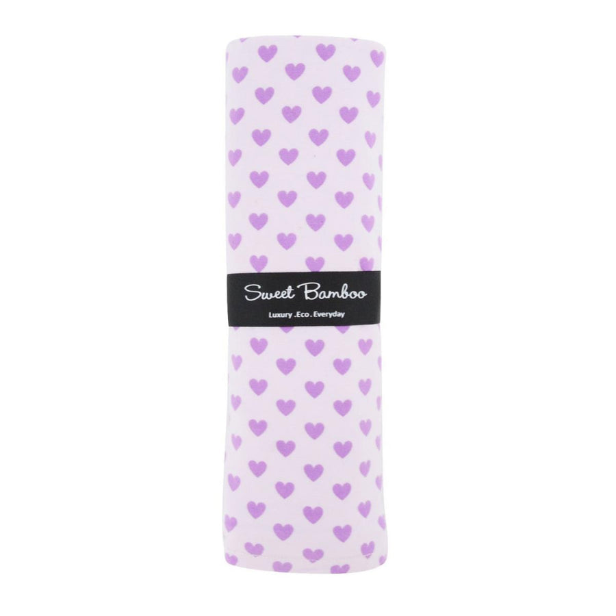 Oversized Swaddle - Purple Hearts - OS - Blanket