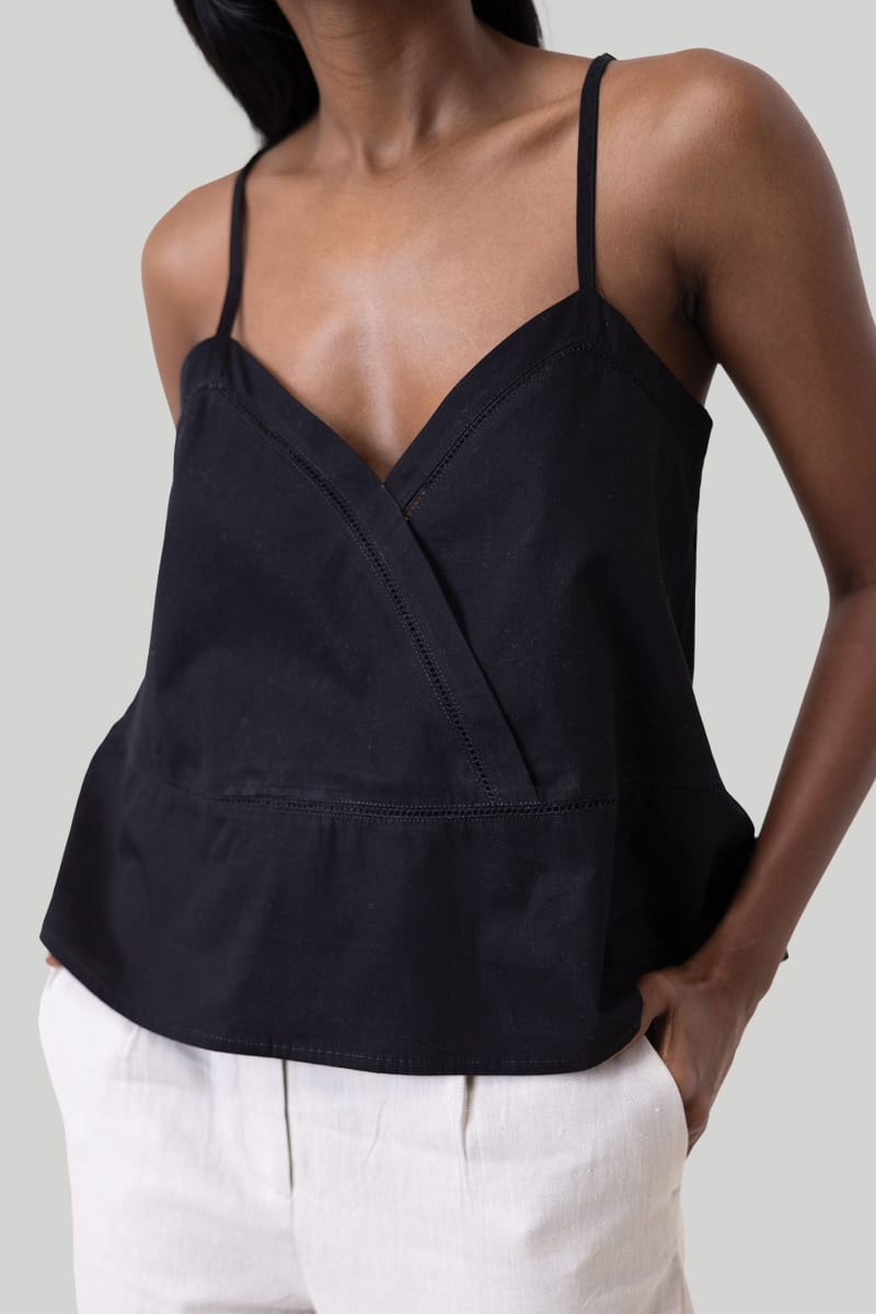 V-Neck Lace Camisole - Black