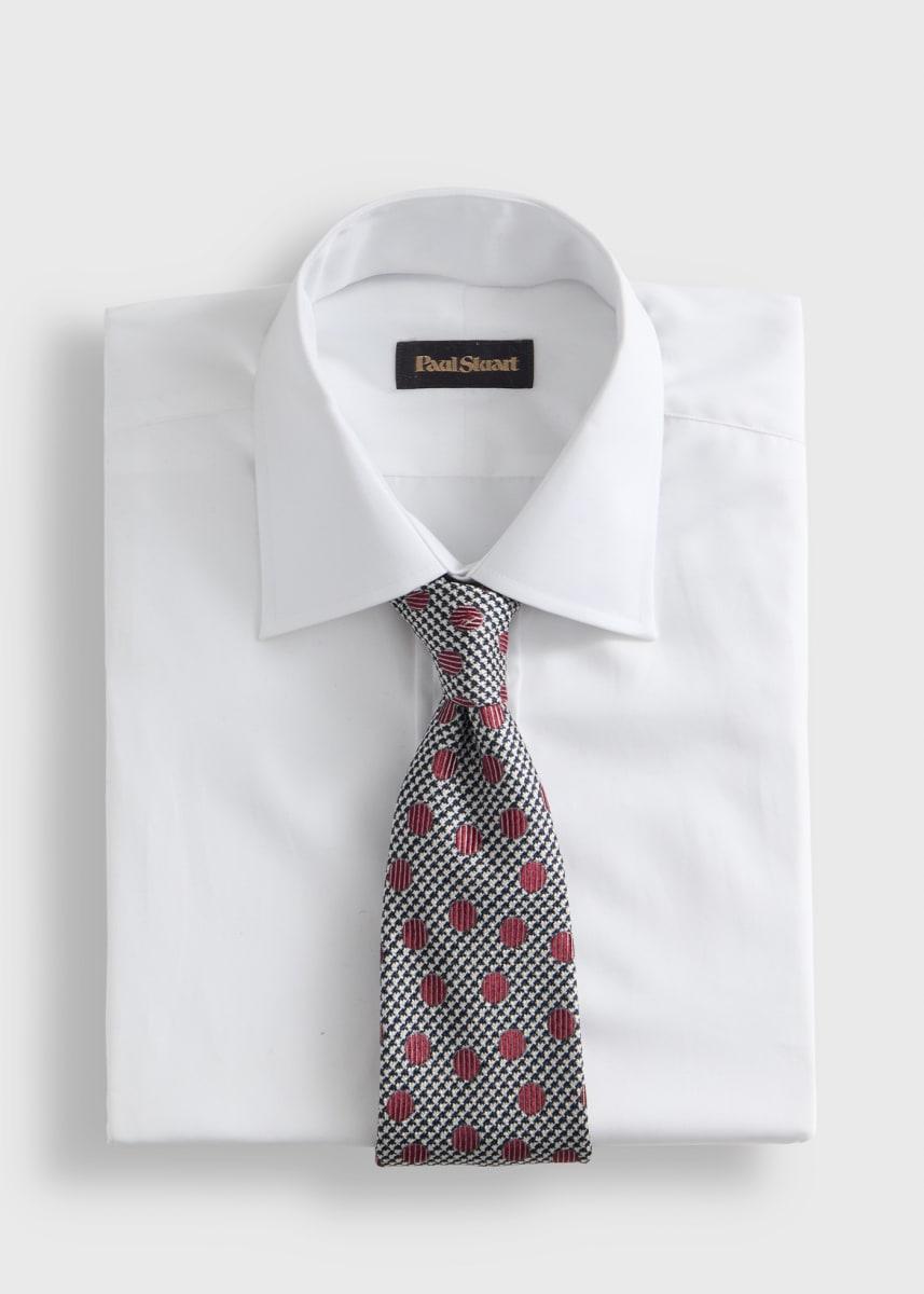 Circle and Houndstooth Silk Tie - Burgundy