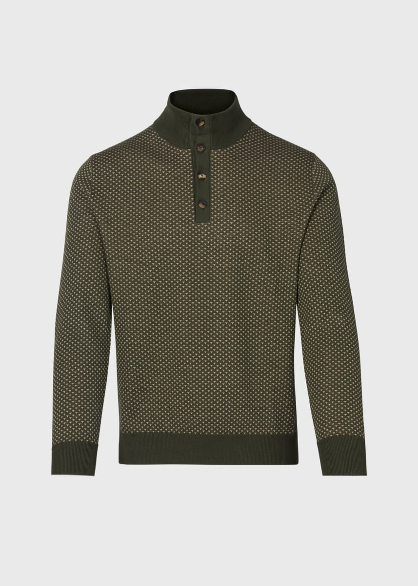 Button Mock Neck Sweater - Olive