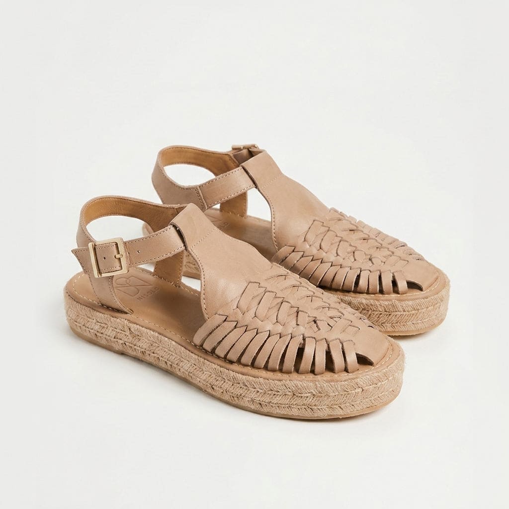 Huarache T-Strap Espadrille Sandal - Almond