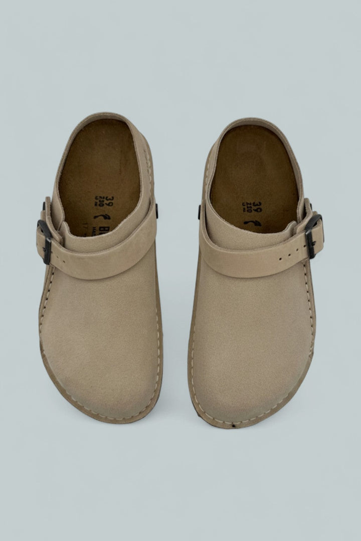 Lutry Premium Suede Clogs - Eggshell