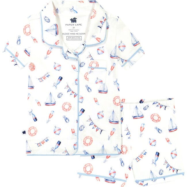 Short Sleeve Classic PJs - Nautical Print Sleep + Lounge Paper Cape 