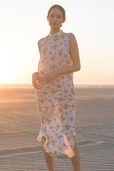Chloe Pintuck Ramie Dress - Floral