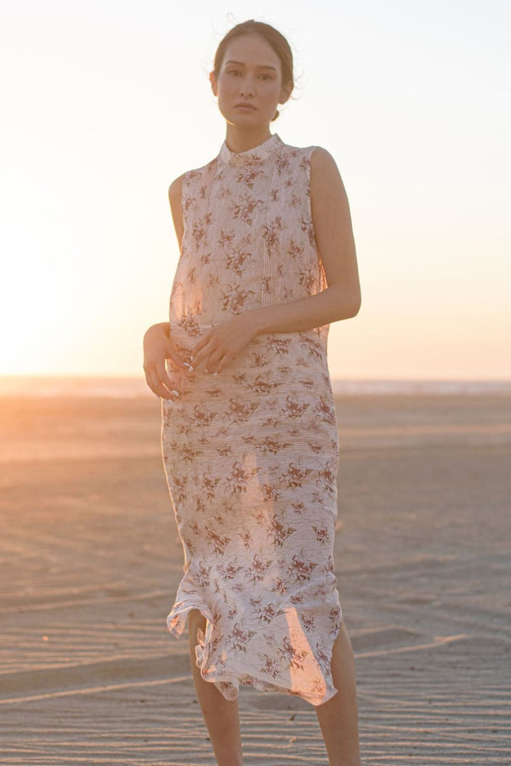 Chloe Pintuck Ramie Dress - Floral