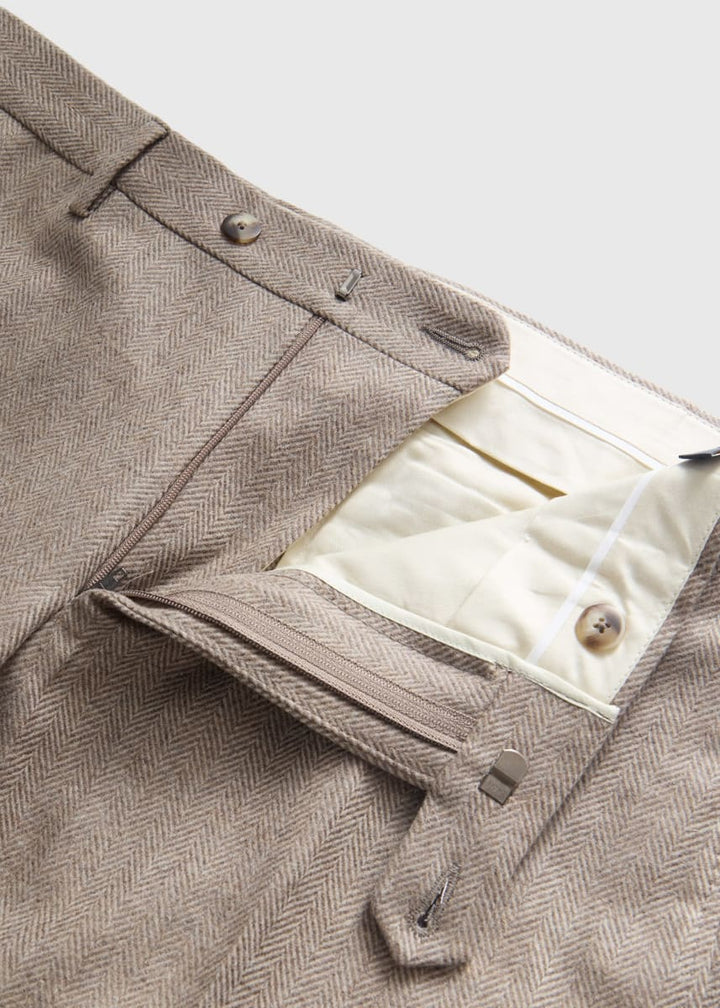 Wool & Cashmere Bone Flannel Trouser - Mink