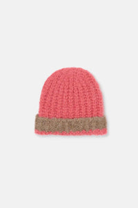 Tricot colorblock beanie - Rose