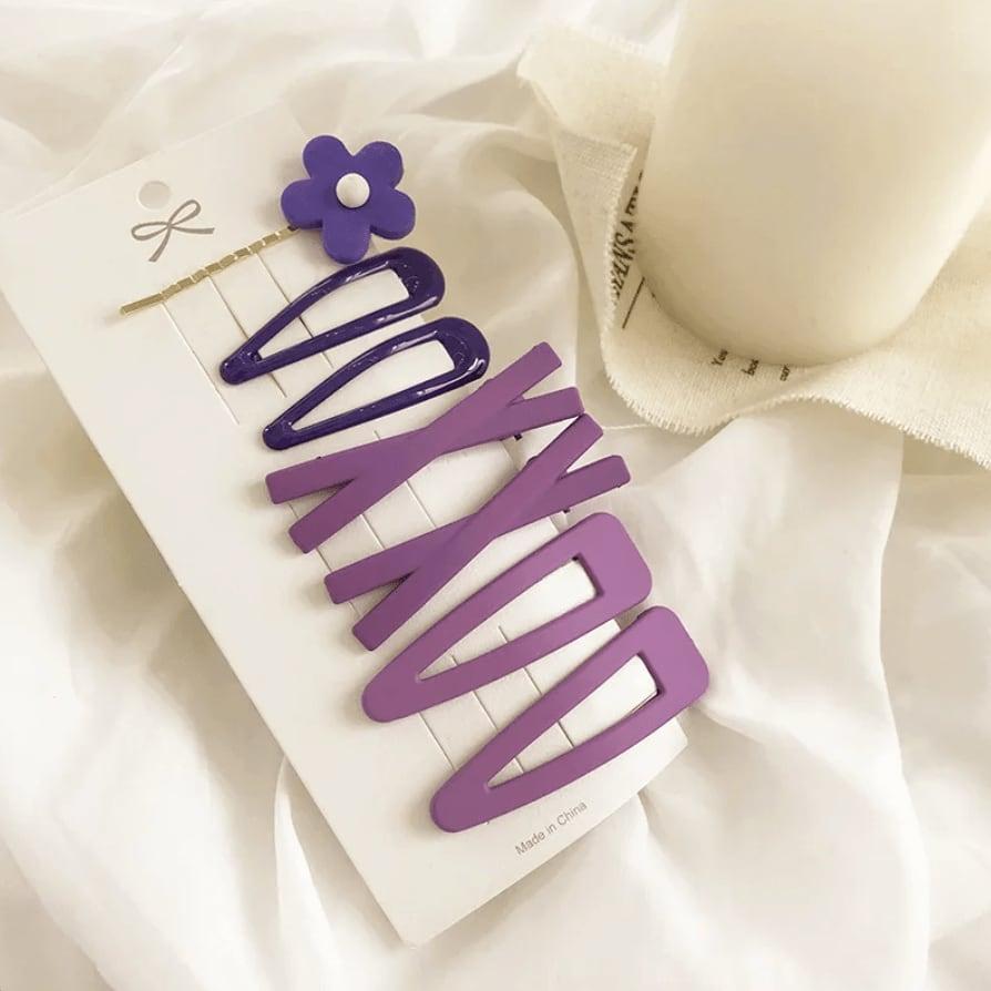 Solid Barrette Set Purple - Misc