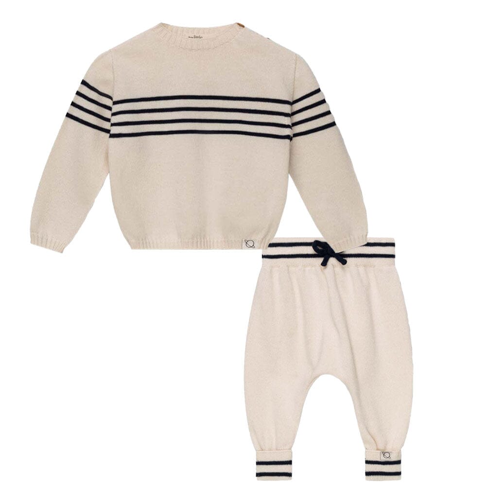 Knit Stripe Baby Pullover & Pants - Ivory Sets My Little Cozmo 