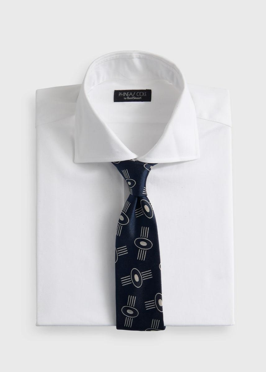 Silk Deco Oval Tie - Navy