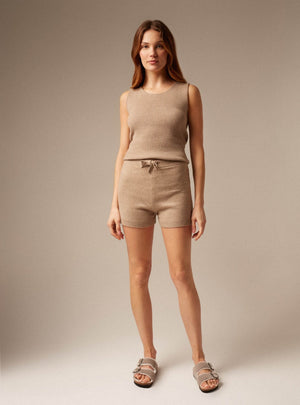 Evy | Cashmere Knit Shorts - Sand