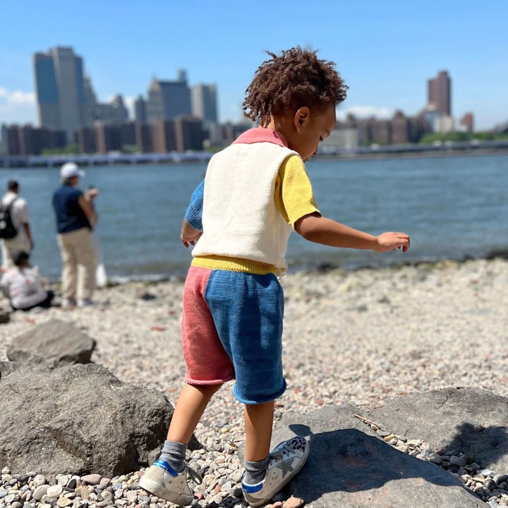 Colorblocked Organic Cotton James Drawstring Knit Short