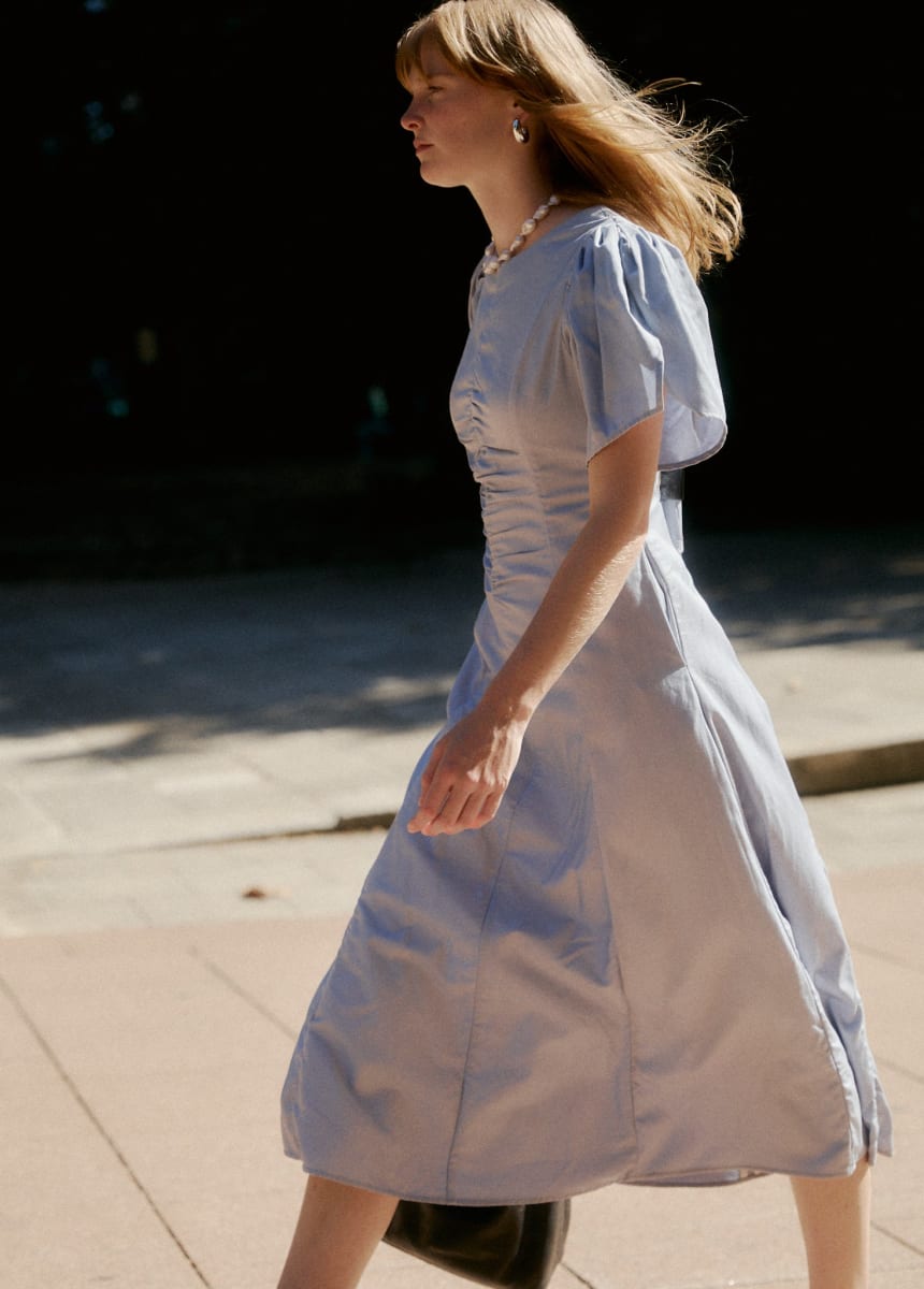 Delphina Ruching Dress - Cornflower Blue