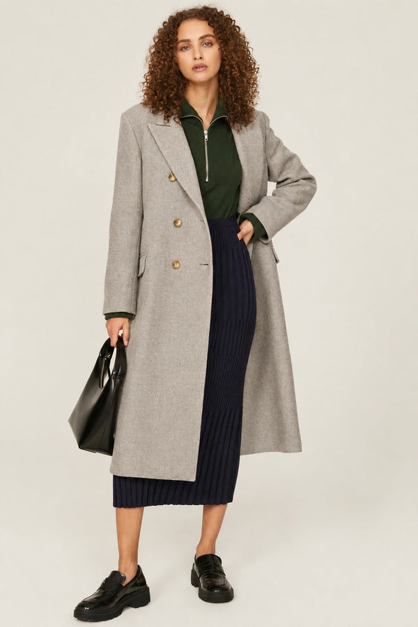 Double Breasted Coat - Gray Taupe