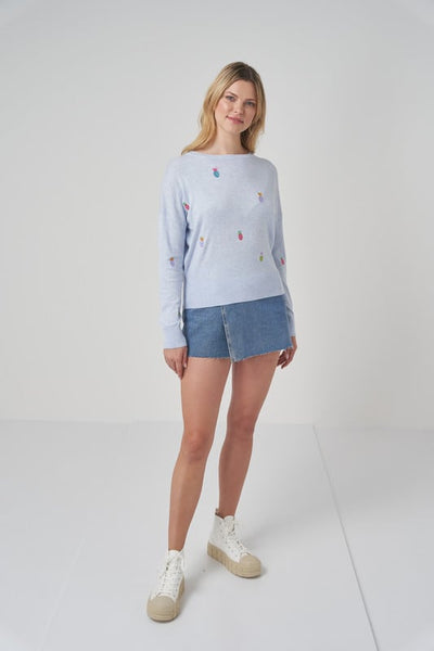 Pineapple Embroidery Sweat - Blue Foam