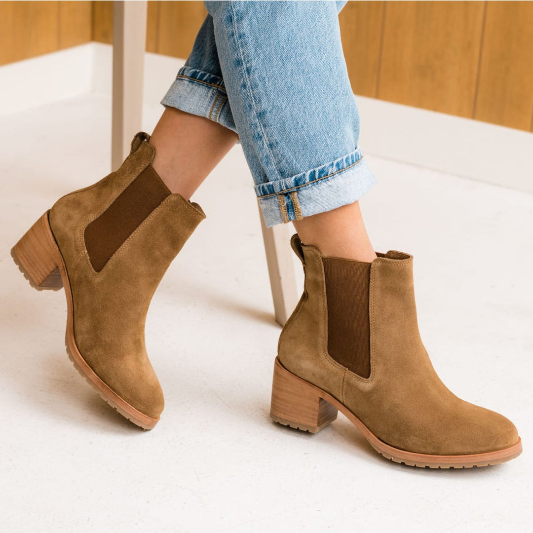 Ana Go-To Heeled Chelsea Boot - Taupe Suede - FINAL SALE