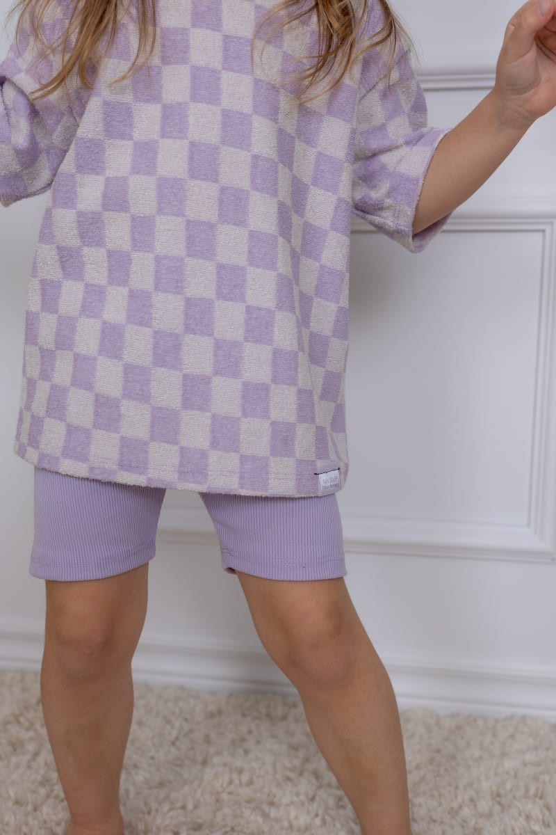 Grow With Me Biker Shorts - Lavender Macaron Rib