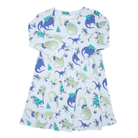 Swirly Girl Dress - Holiday Dinos
