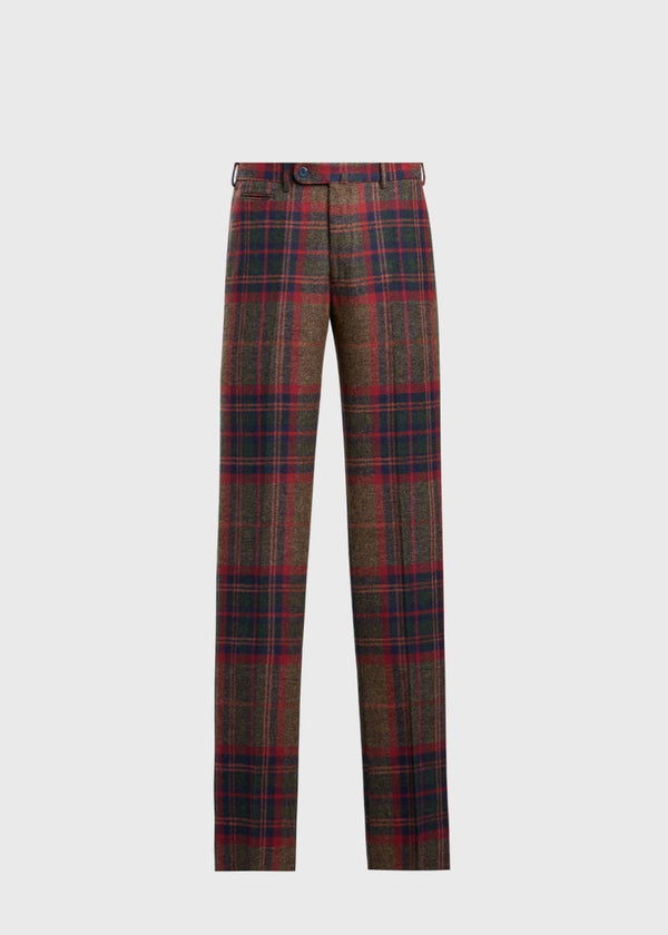 Shetland Wool Plaid Dress Trouser - Red/Green