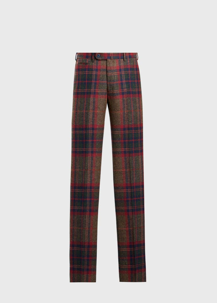 Shetland Wool Plaid Dress Trouser - Red/Green