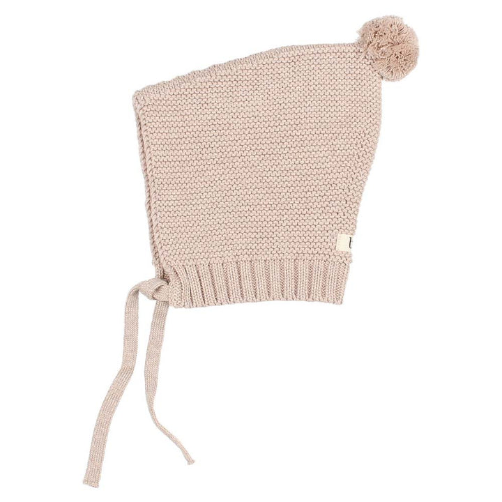 Newborn Sweater Knit Pom Pom Hat - Cream Pink