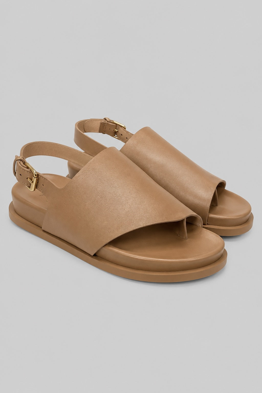 Women's Leather Flat Sandals - Cocoa