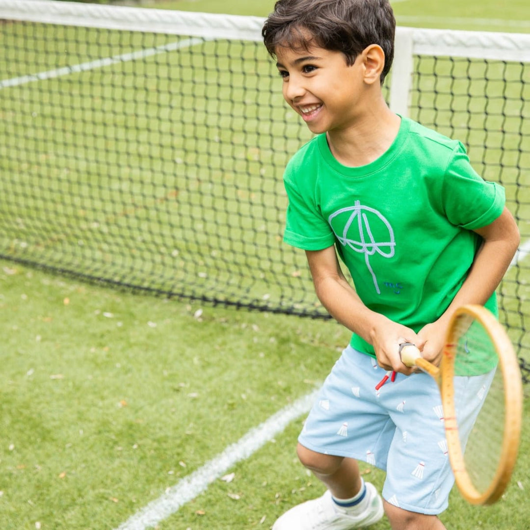 Badminton Kid Short - Placid Blue/Pattern