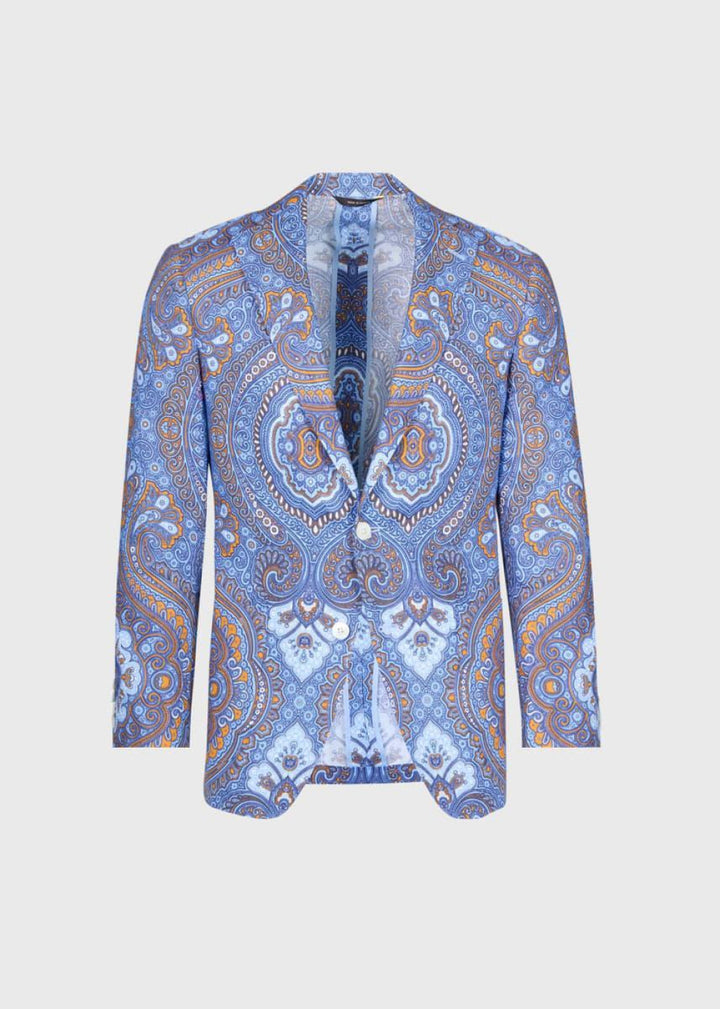Paisley Linen Jacket - Blue/Orange - Blazer