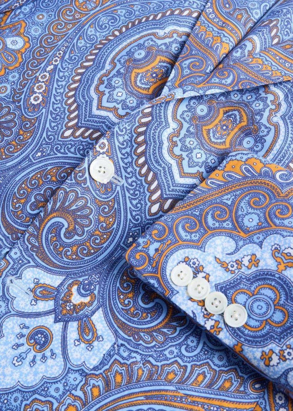 Paisley Linen Jacket - Blue/Orange - Blazer