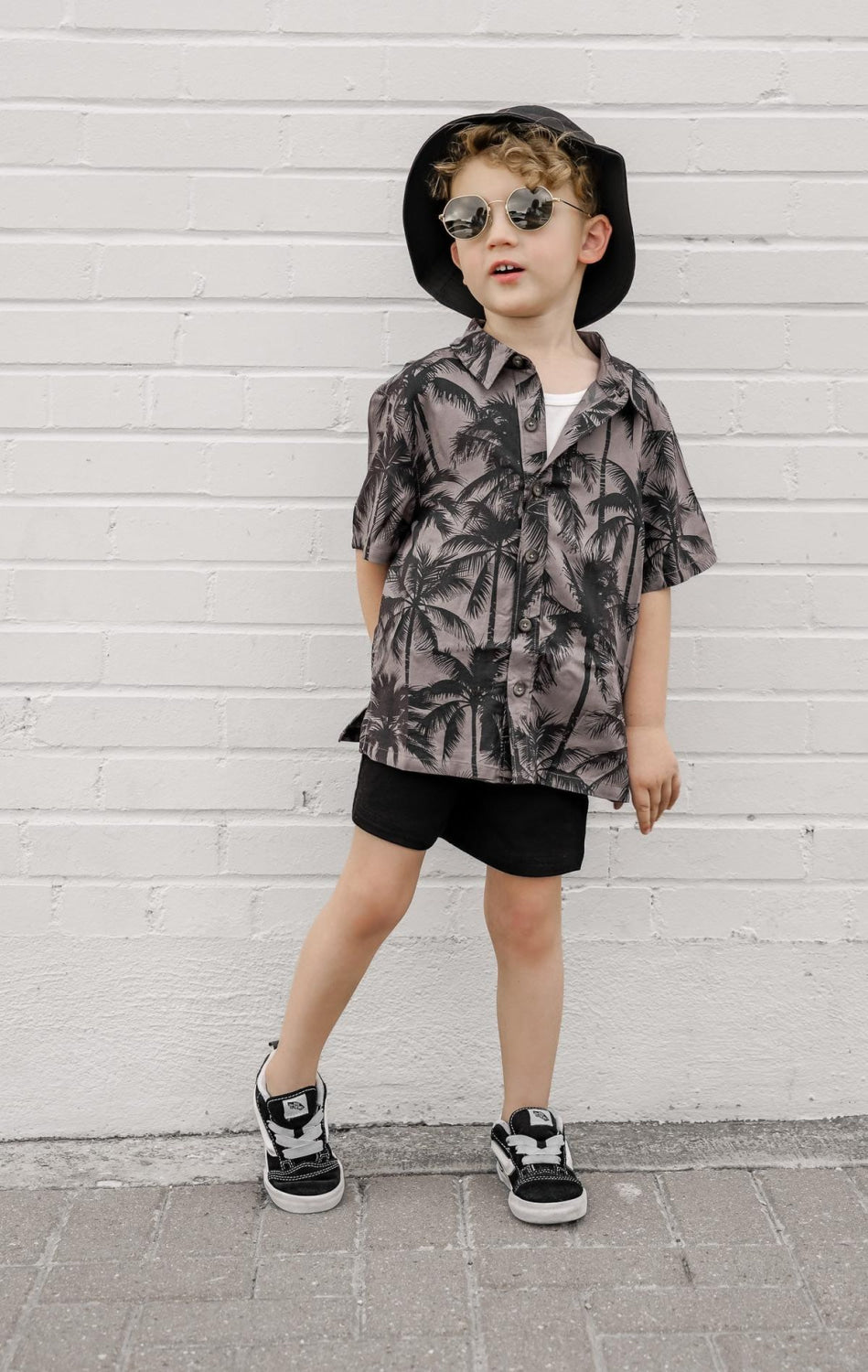 Palm Print Button Up - Button Down Shirt