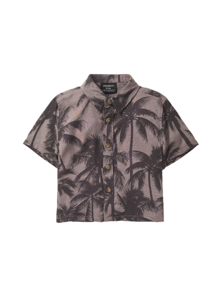 Palm Print Button Up - Button Down Shirt