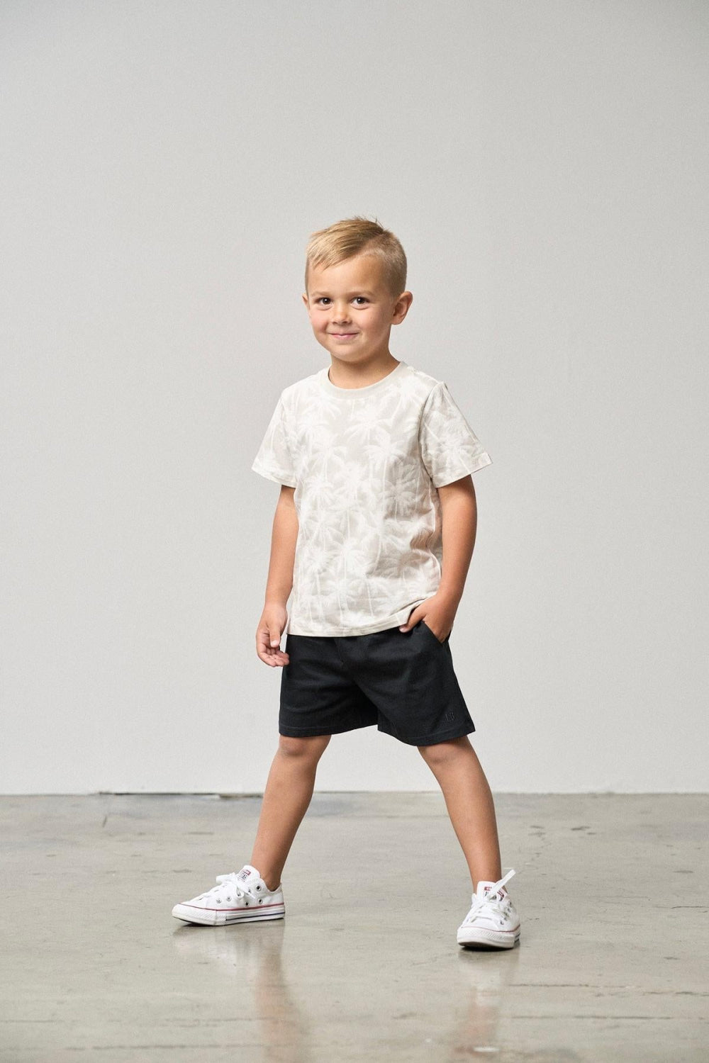 Palm Print Tee - Frost - T-shirt