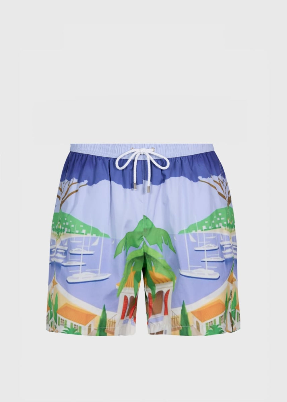 Palm Tree and Lake Scene Swim Trunk - Multi - Swim Trunk