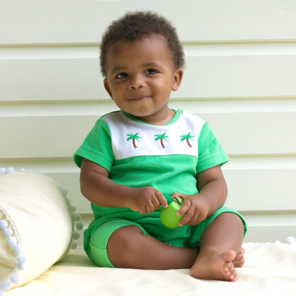 Palm Tree Jersey Applique Romper - Romper