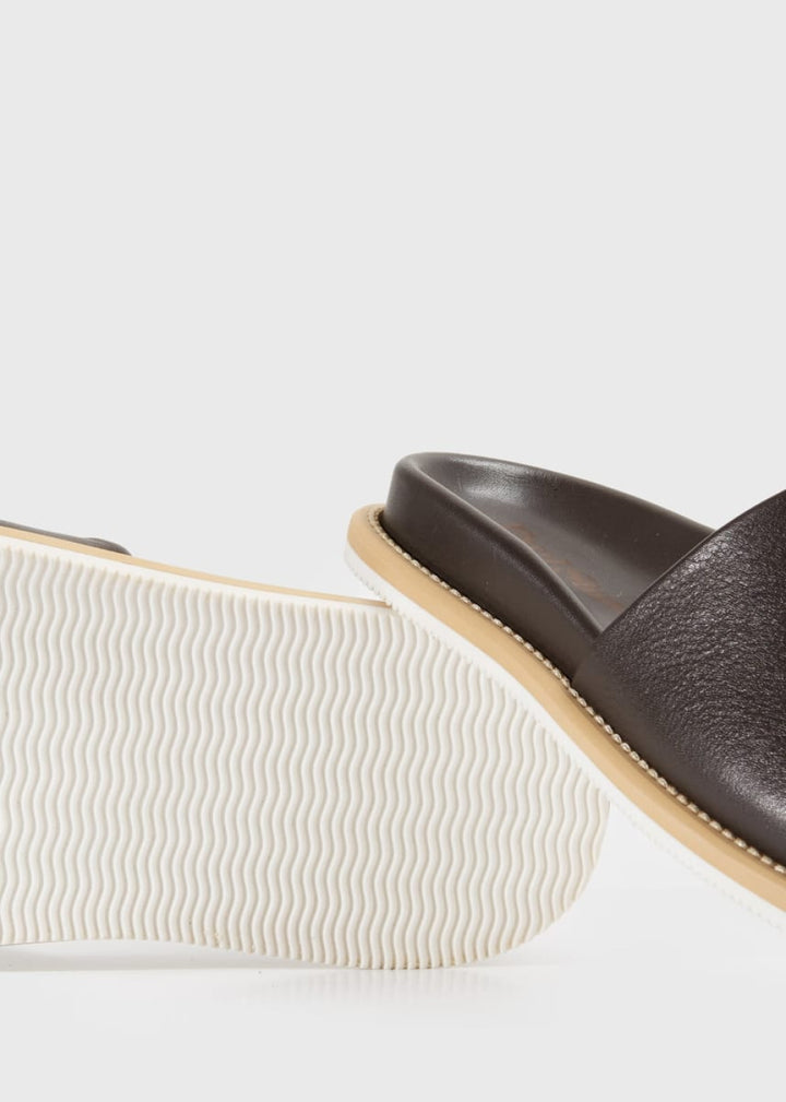 Palma Leather Slide - Dark Brown - 9 - Sandal