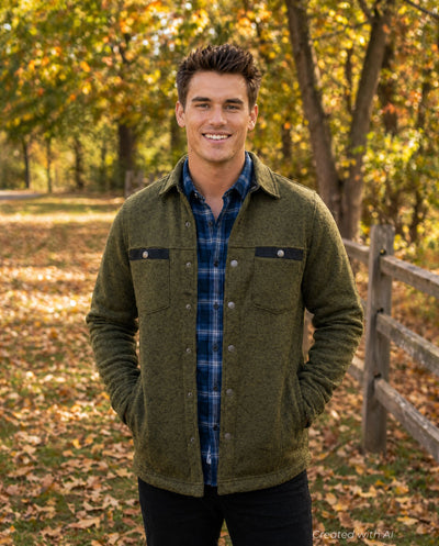Palmer Fleece Shirt-Jac - Olive - Button Down Shirt