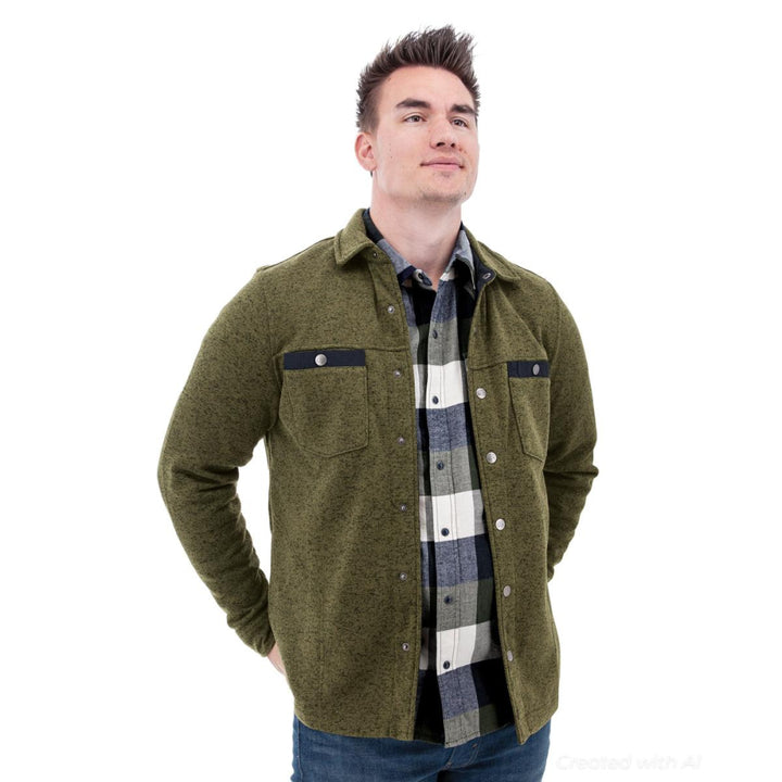 Palmer Fleece Shirt-Jac - Olive - Button Down Shirt