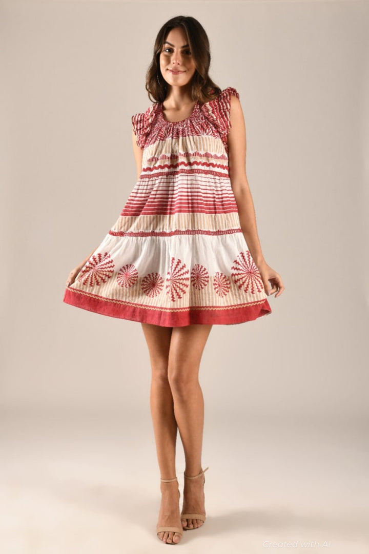 Paro Mini Dress - Red - Dresses