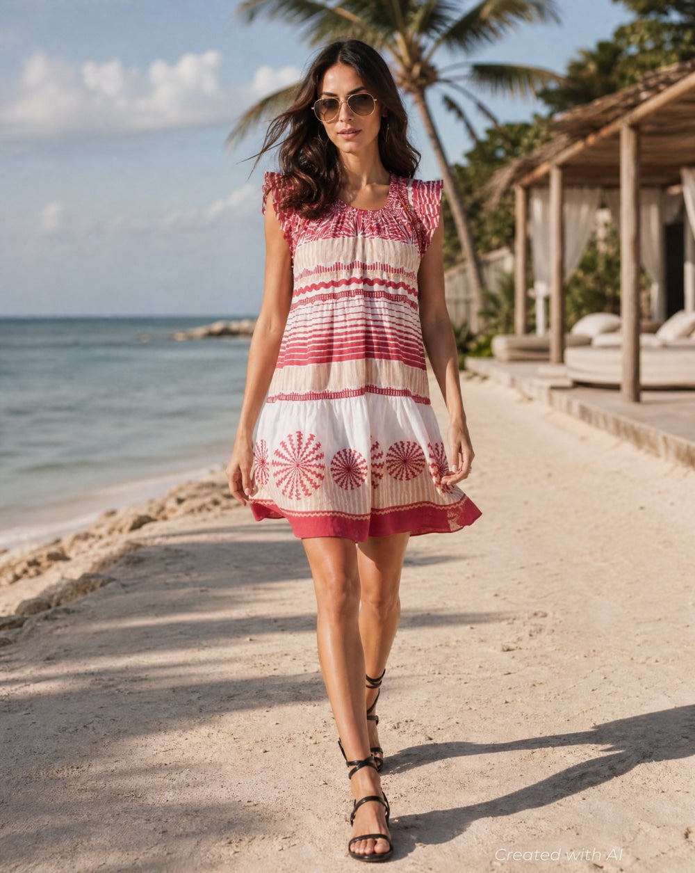 Paro Mini Dress - Red - Dresses