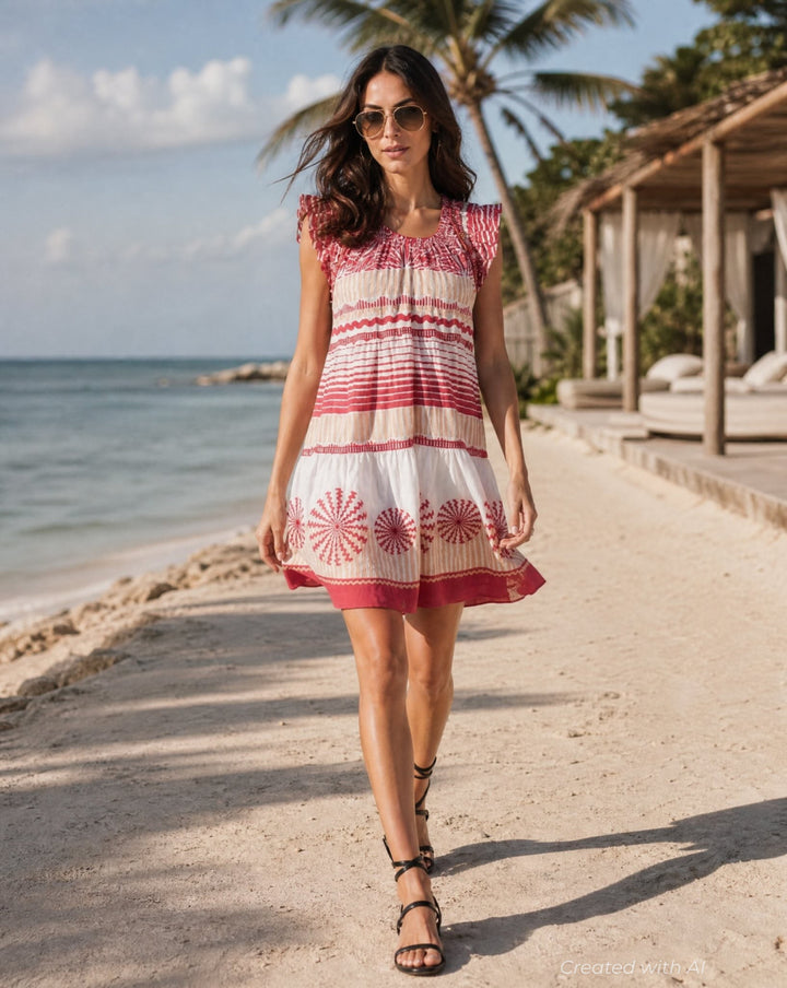 Paro Mini Dress - Red - Dresses