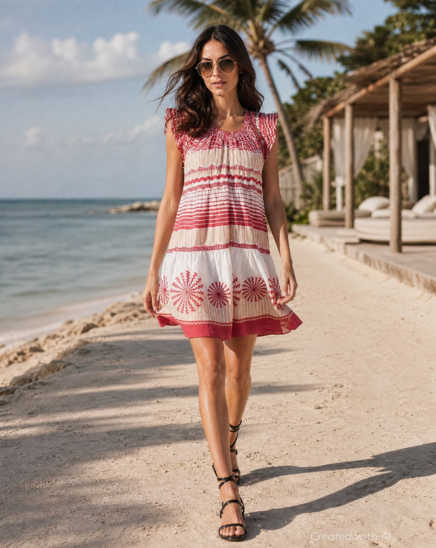 Paro Mini Dress - Red - Dresses