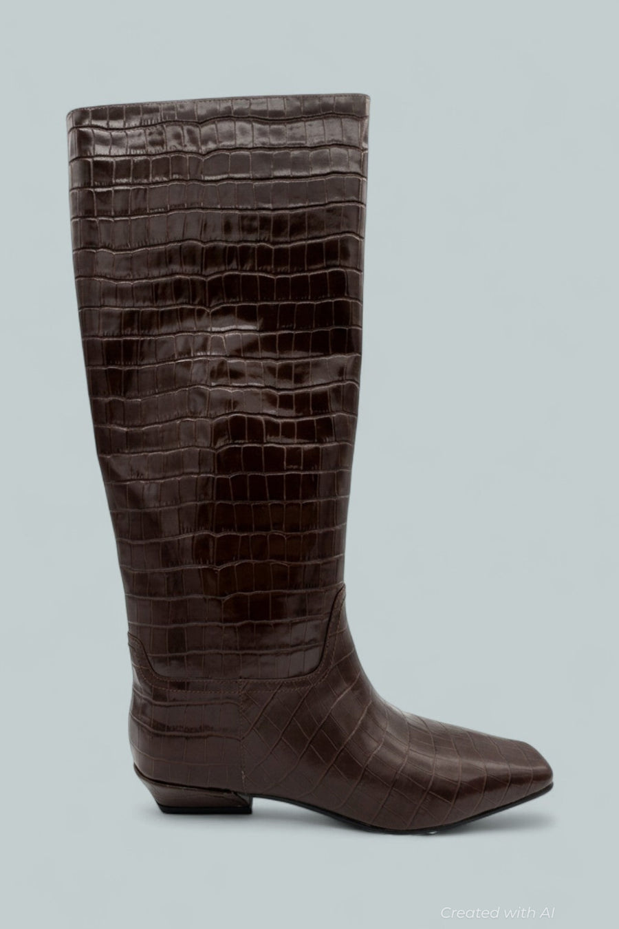 Passo Knee High Boots - Brown Crocodile - 8.5 - Boots