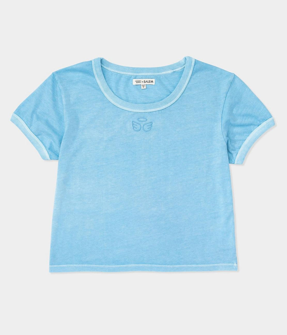 Pastel Cropped Tee - Blue - T-shirt