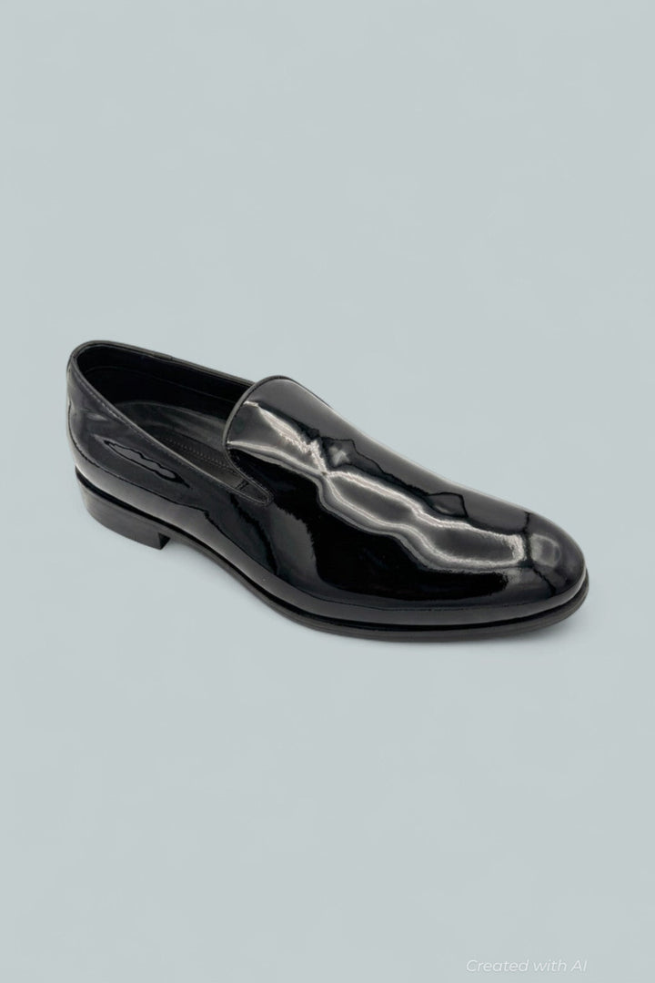 Patent Leather Slip On Dress Shoes - Black Pate - Loafers