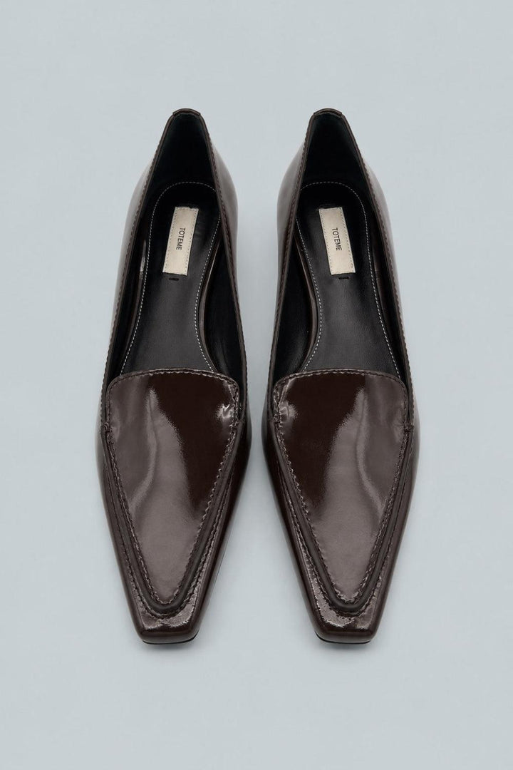 Patent Loafer Pumps - Dark Brown - 9 - Loafers