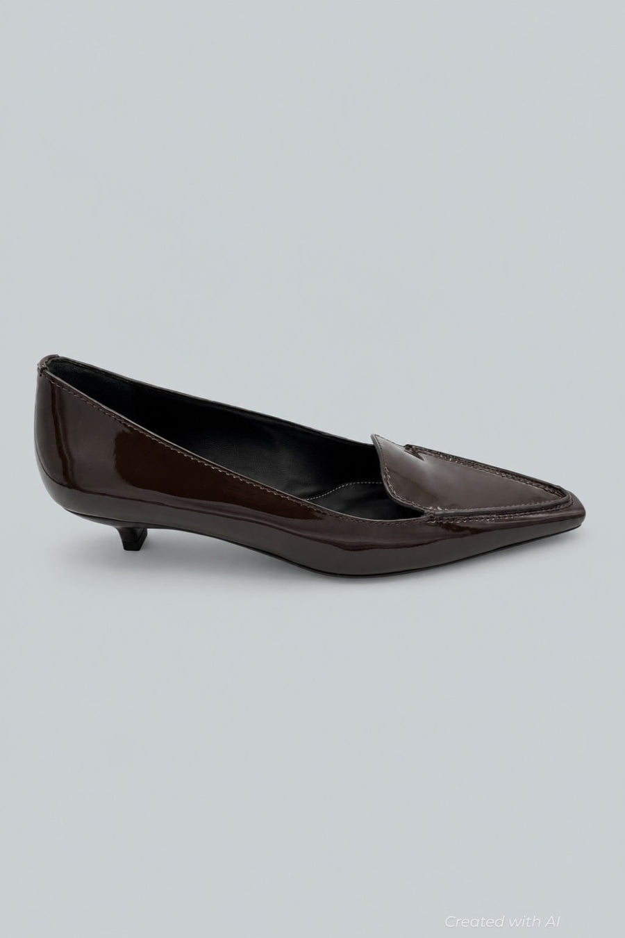 Patent Loafer Pumps - Dark Brown - 9 - Loafers