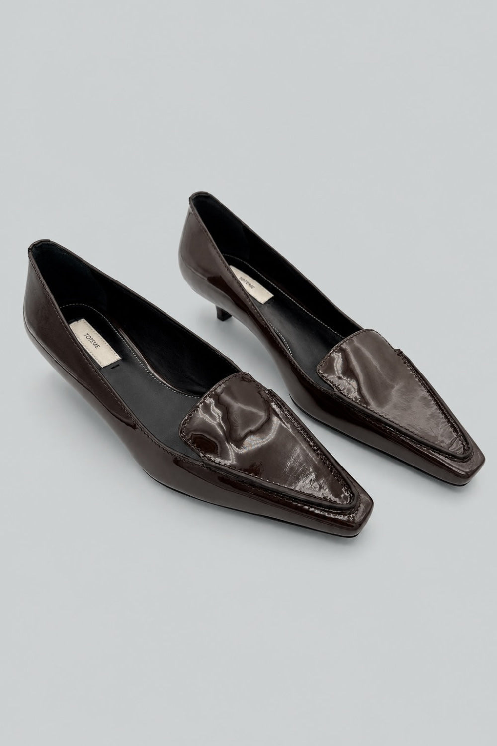 Patent Loafer Pumps - Dark Brown - 9 - Loafers